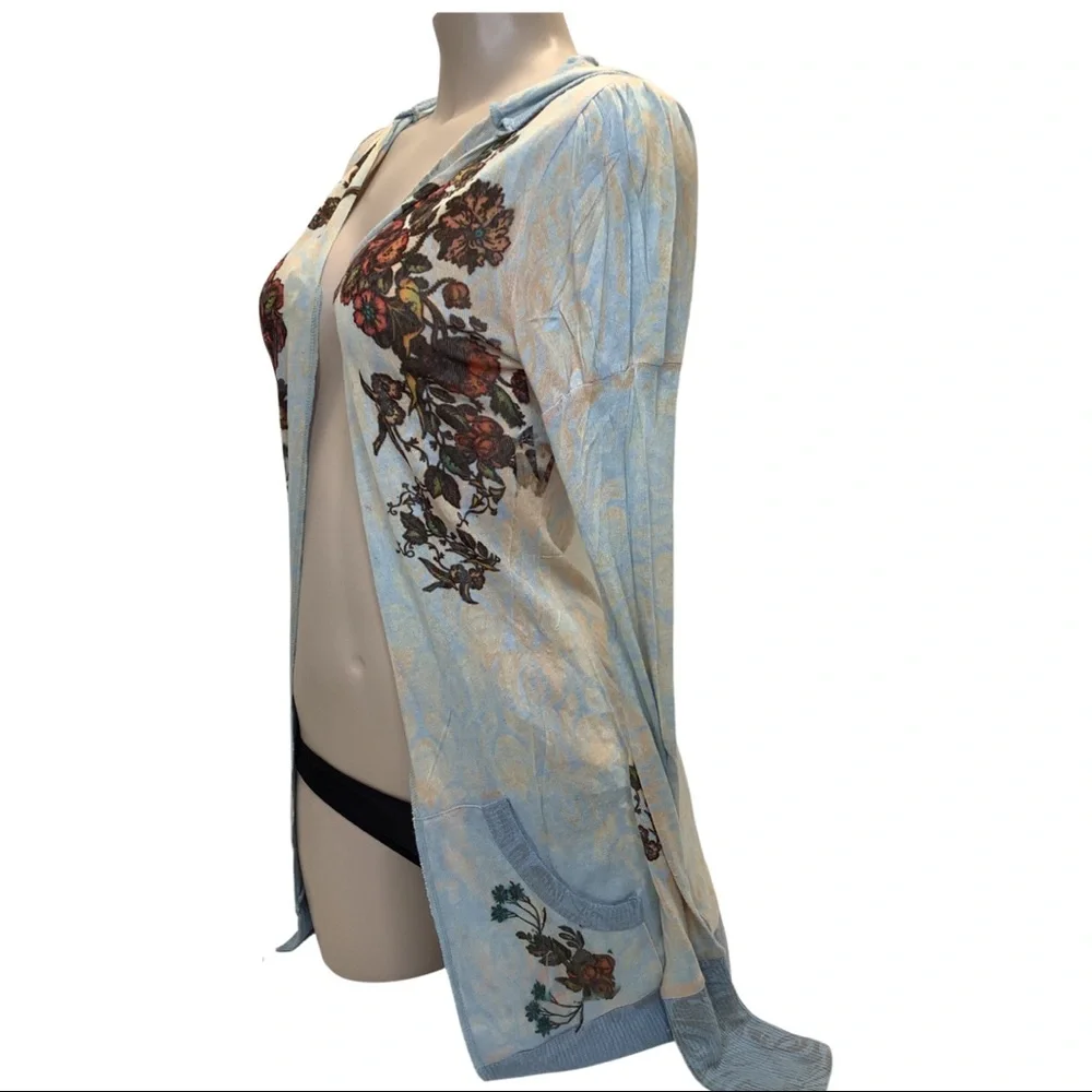 Sublimation Floral Print Open Sweater